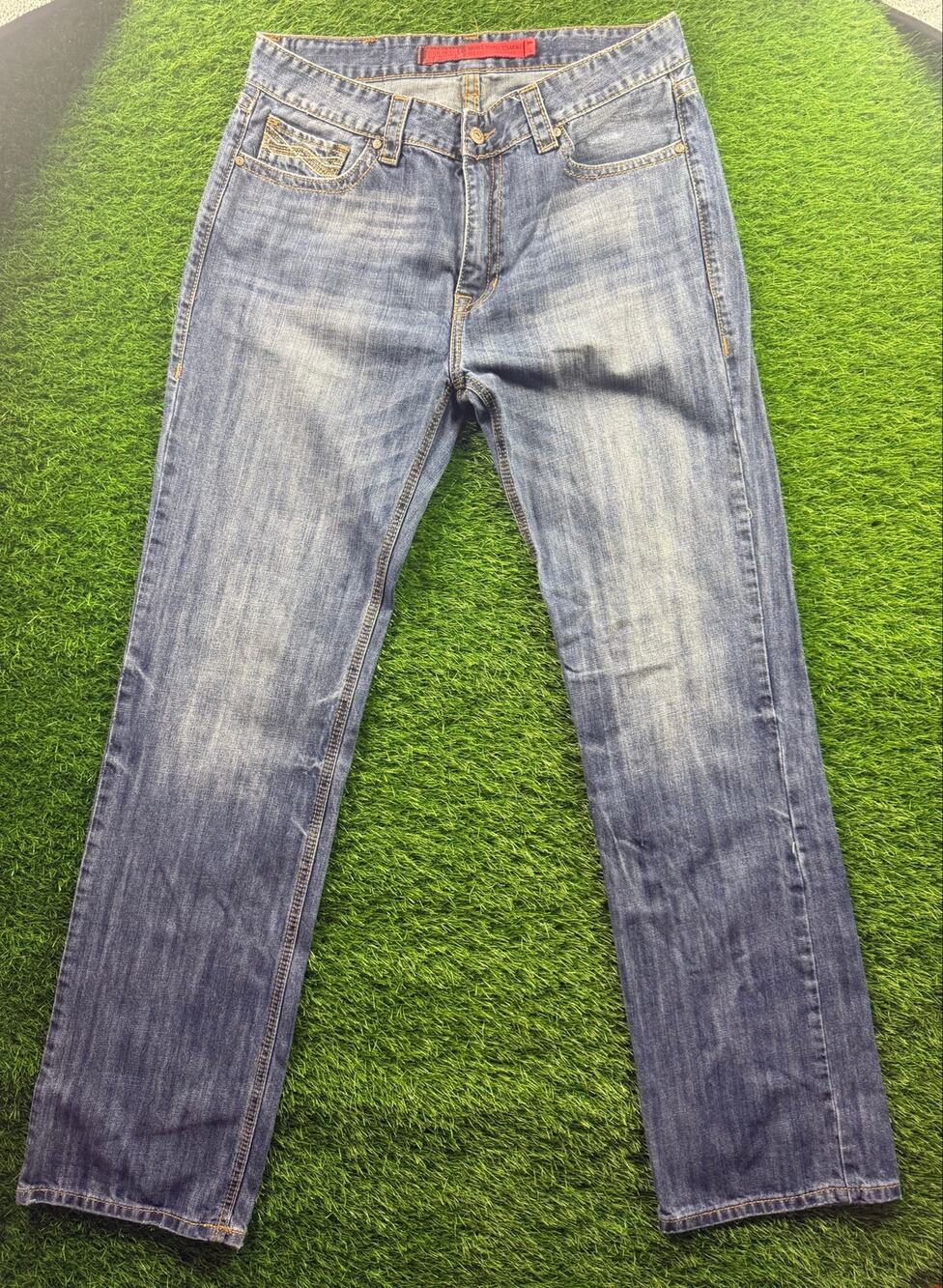 Rock & Roll COWBOY Denim Men Double Barrel Straight Leg Jeans Vintage Wash 36x38